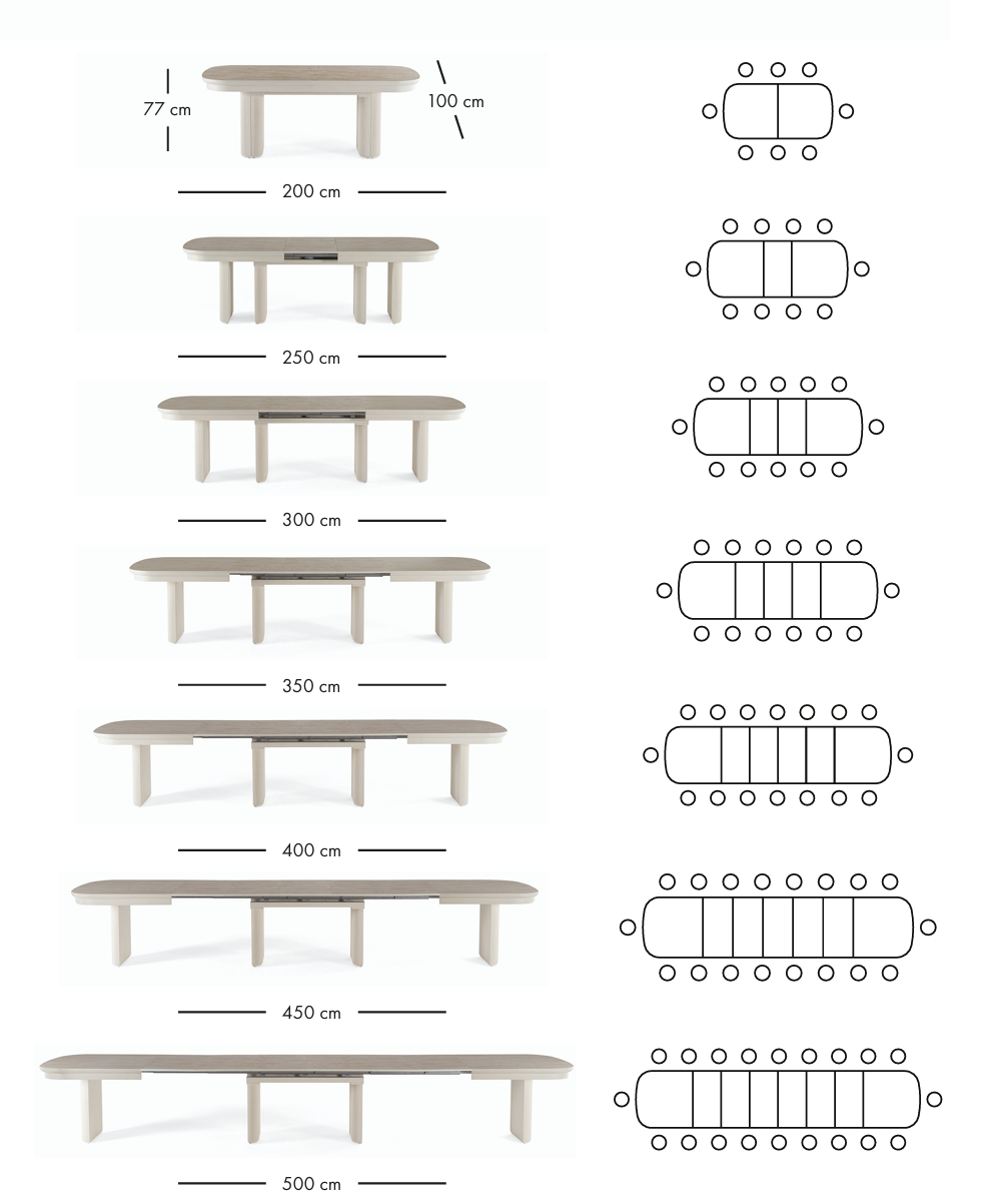 Table à manger extensible Asia 200–500 cm