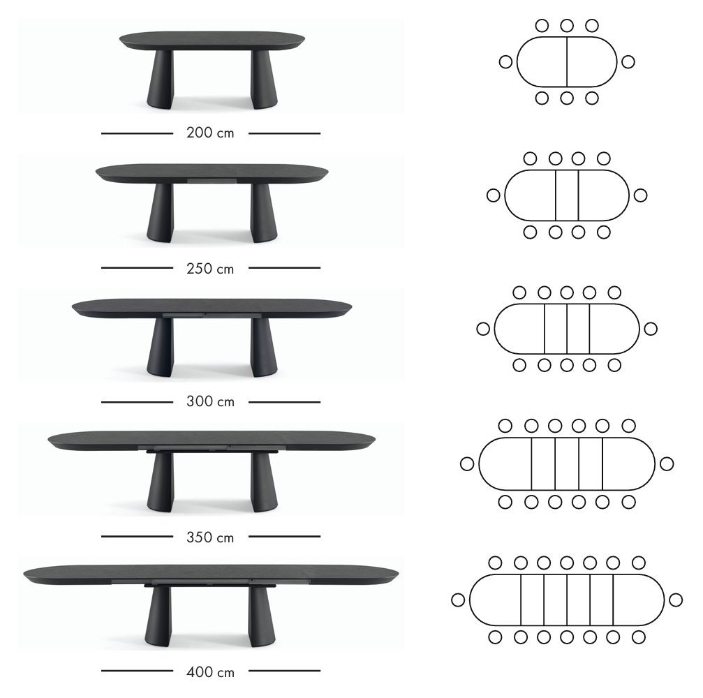 Bugatti utdragbart matbord 200–400 cm