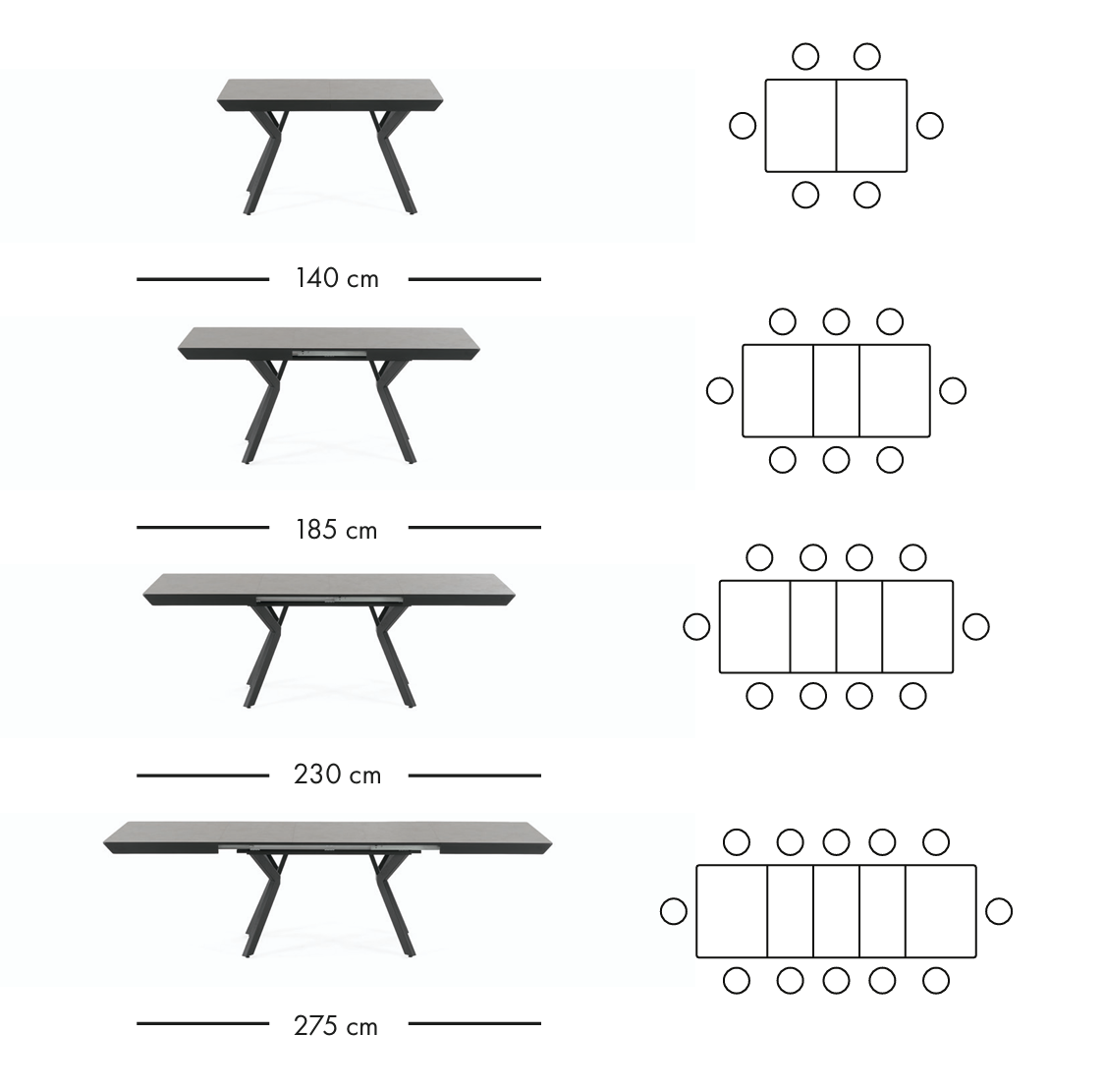 Zen extendable dining table 140–275 cm